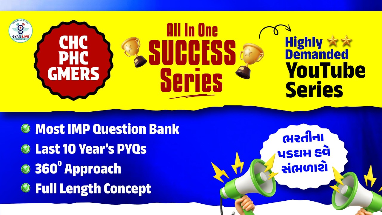 CHC SUCCESS SERIES તદ્દન ફ્રી YouTube Series CHC,PHC,GMERSની પરીક્ષાઓ માટે Most IMPMCQ+Theory@06PM