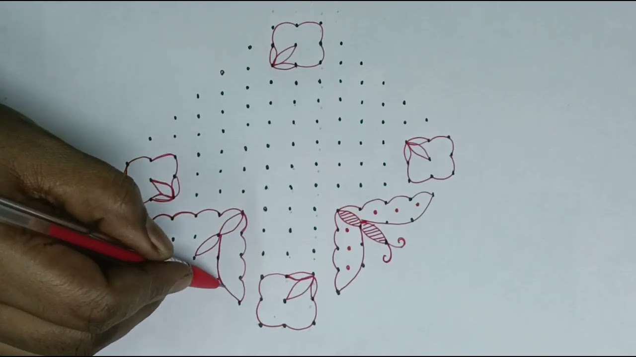 15*3*3 dots easy simple rangoli design #subscribe #simplerangoli #channel 💫💫💫