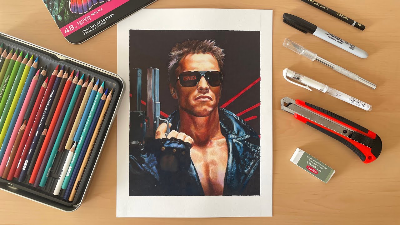 Ate a printer! The Terminator pencil drawing