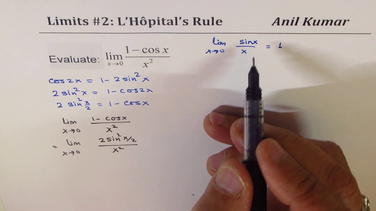 Limit (1 - cosx)/x^2 At times L'Hospital's Rule may not be applied