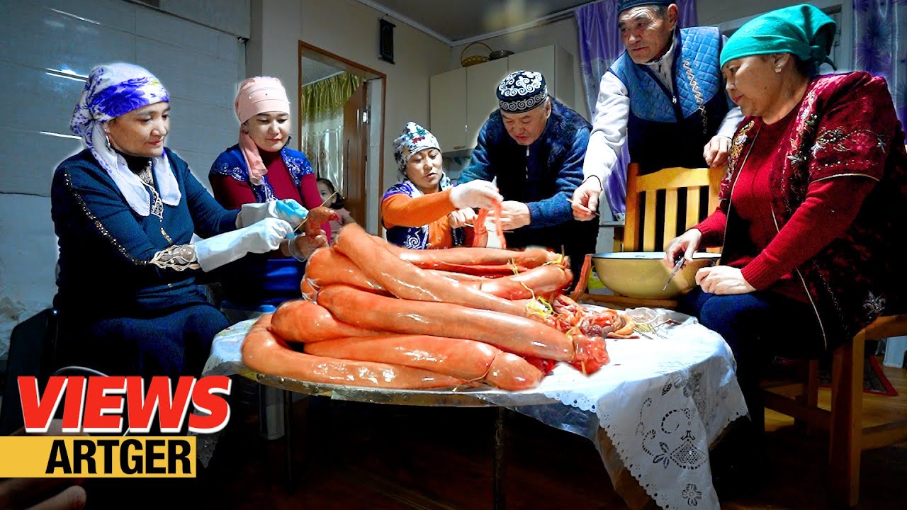 Huge Horse Meat Sausage! How Kazakh People Preserve Food For Winter! Village Life in Mongolia! 