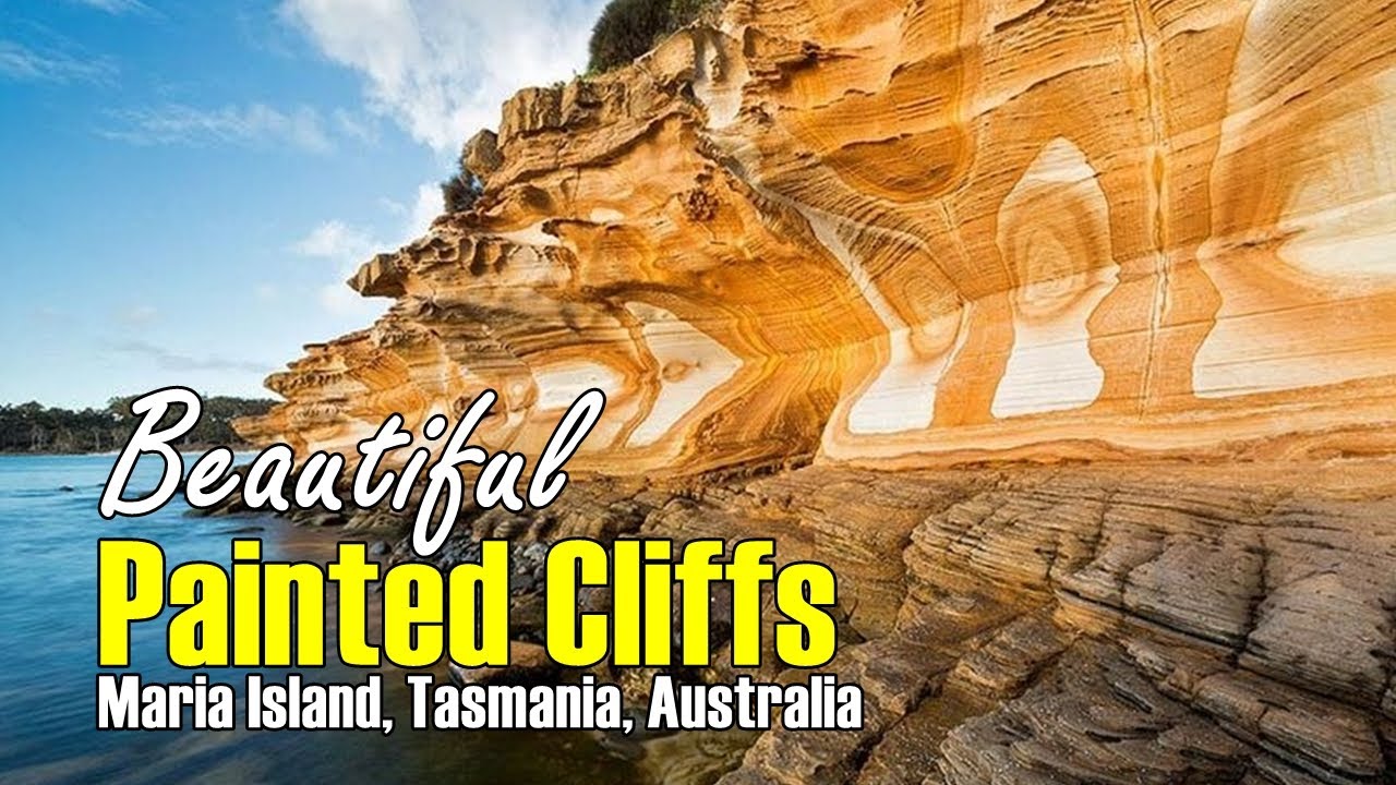 Beautiful Painted Cliffs, Maria Island, Tasmania, Australia.