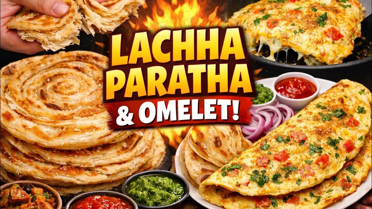 Morning breakfast lachha paratha 🥞with omelet🍳#easy simple recipe #delicious #breakfast 😋