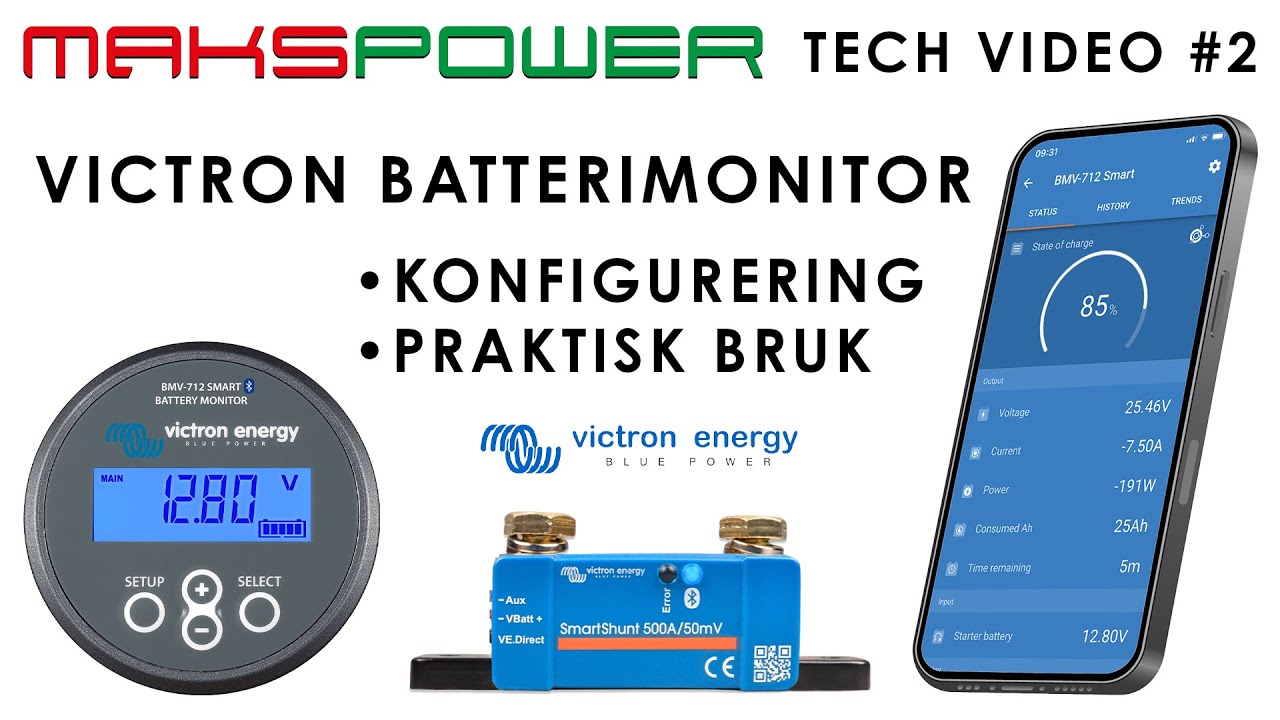 Makspower - Konfigurering av Victron Batterimonitor for litium batterier