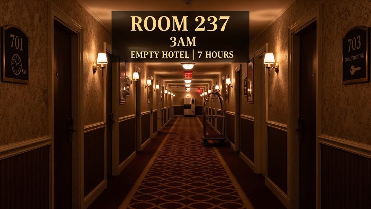 Empty Hotel Hallway 3AM | Overlook Horror Sounds [7 Hours]