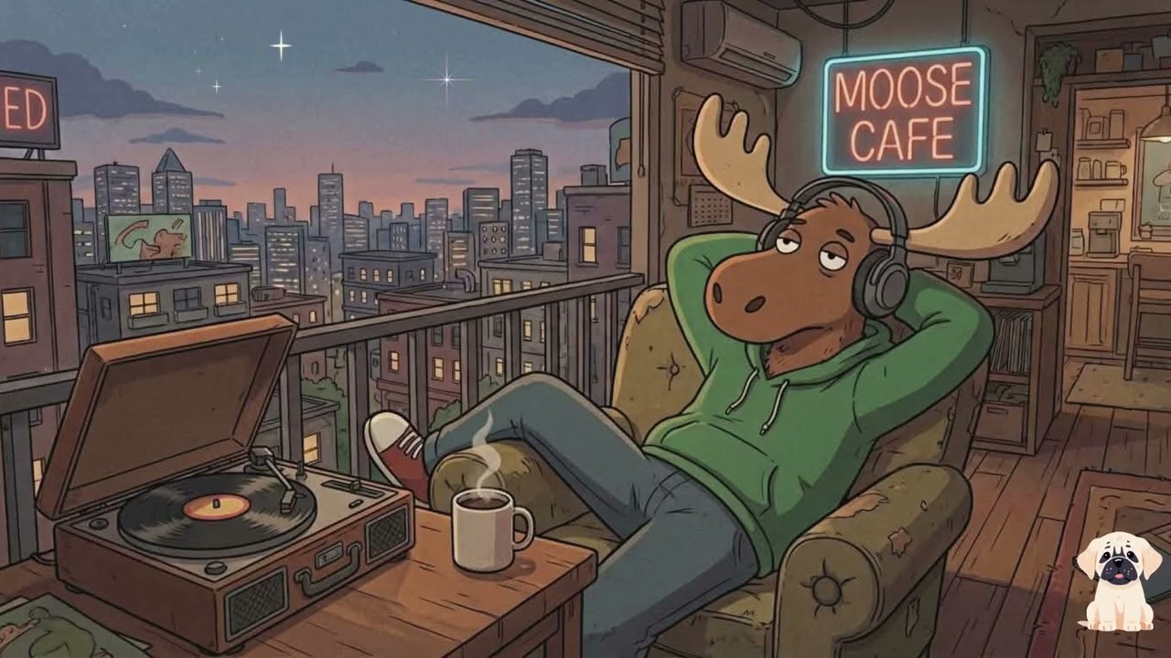 Moose Music Café / Upbeat Lofi & Chill Cityscape Beats for Focus [No Repeat]