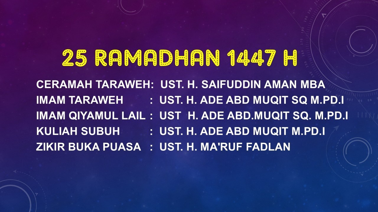 25 Ramadhan Penceramah Ust H. Saifuddin Aman