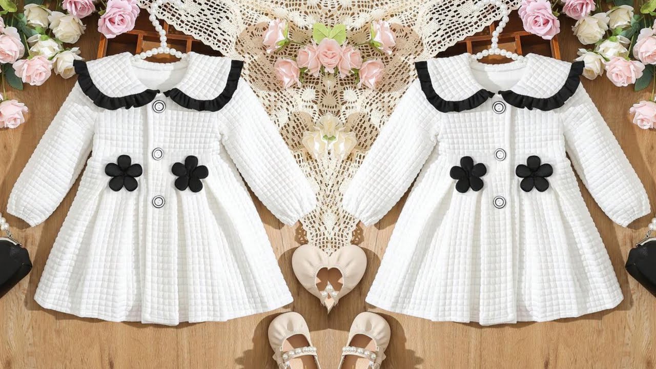 Adorable Winter Baby Frock Cutting and Stitching | Beautiful Full Sleeve Statement Collar Baby Frock
