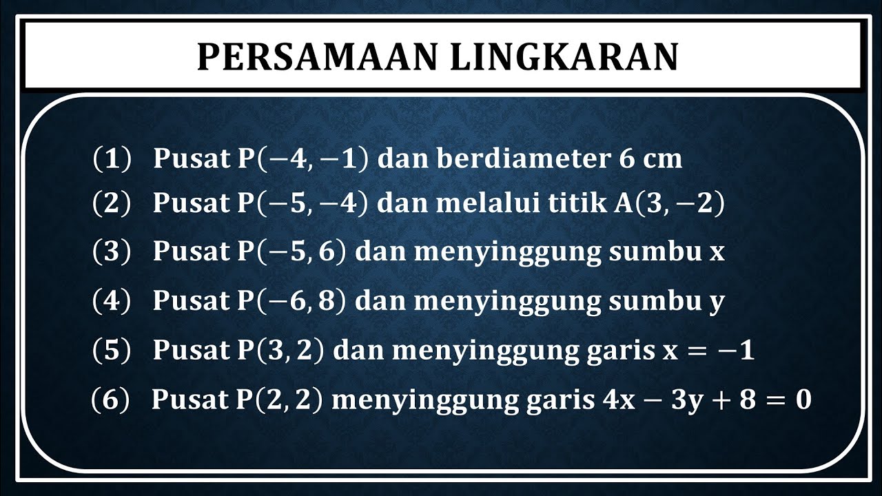 Cara menentukan persamaan lingkaran jika jari jarinya tidak diketahui
