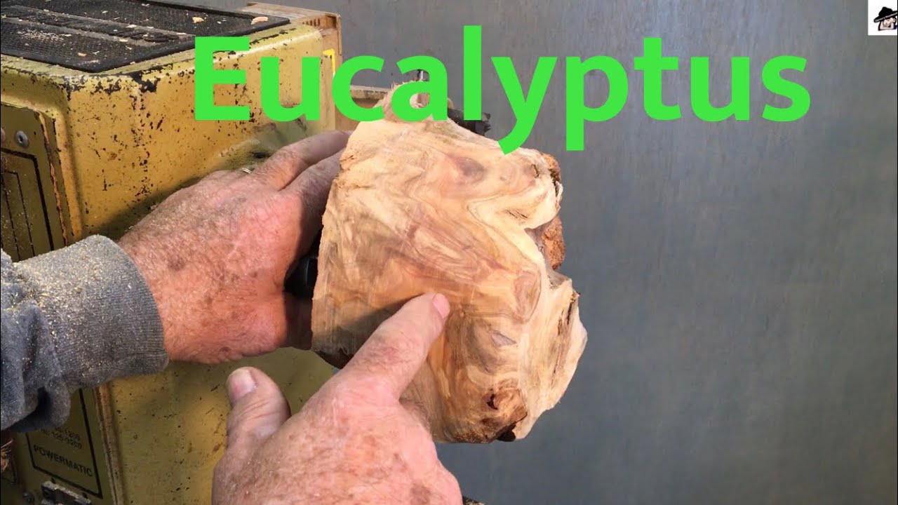 Woodturning a piece of knotty Eucalyptus