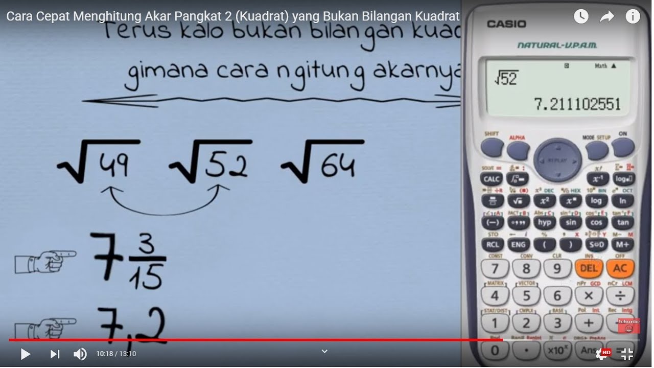 Cara Cepat Menghitung Akar Pangkat 2 (Kuadrat) yang Bukan Bilangan Kuadrat Tanpa Kalkulator