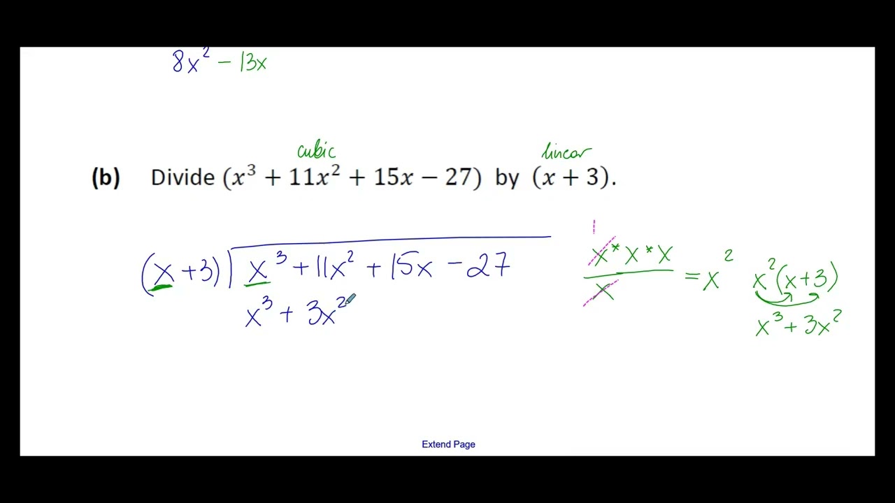 Junior Cycle Maths Algebra Revision - Long Division and Simplifying Expressions - Higher Level