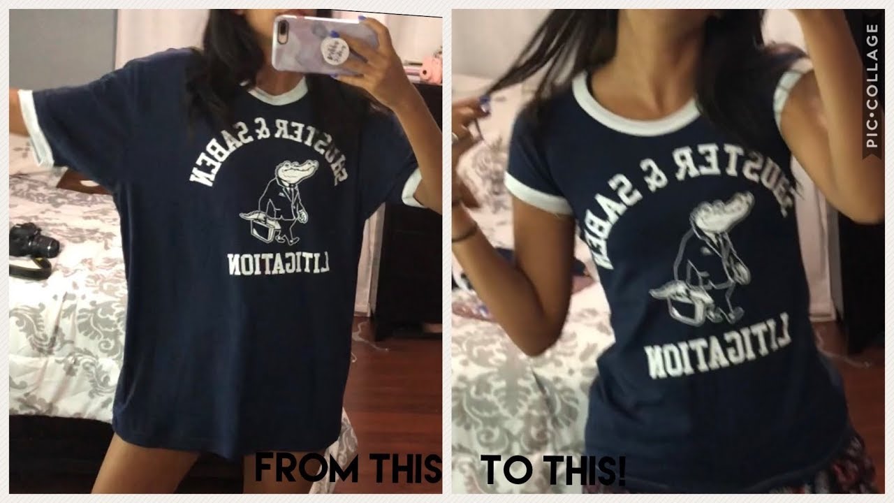Resizing Big T-shirt! XL to XS | How to make a big shirt smaller.