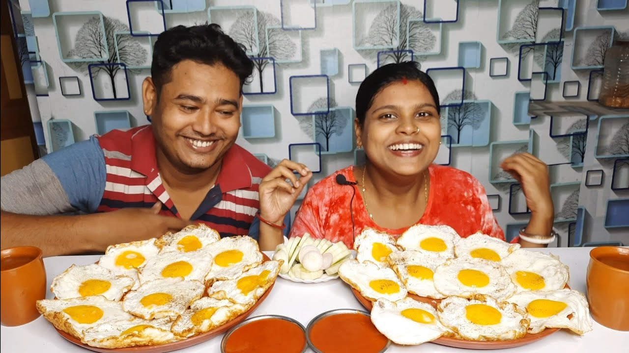 20 Egg poach eating challenge husband wife eating challenge