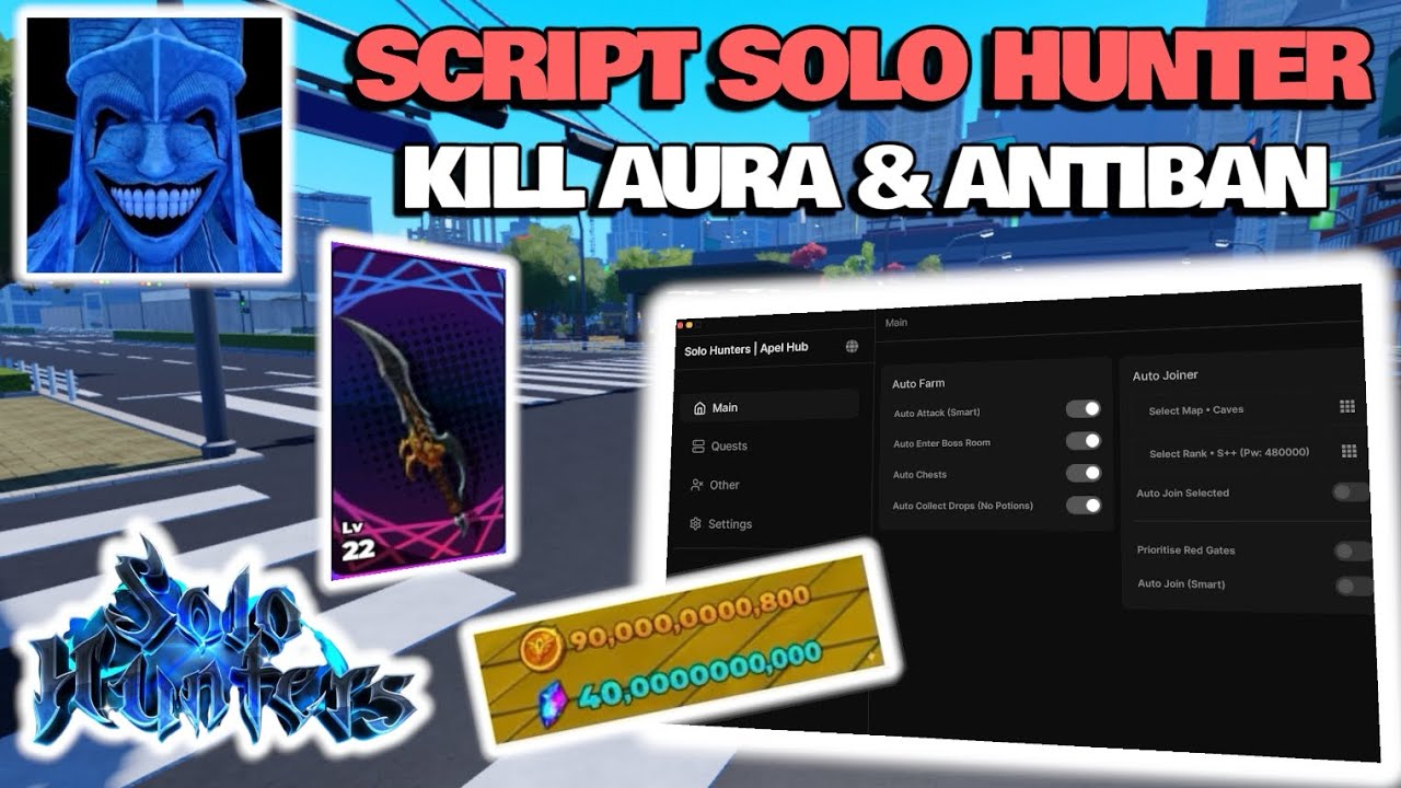 Cách Hack Solo Hunter Script Auto Farm Kill Aura, Auto Quest, Auto Collect Chest, Antiban
