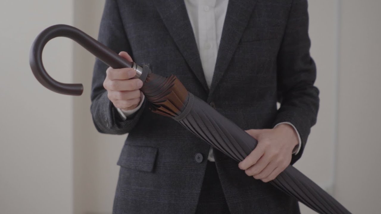 表と裏の色の重なりが美しい、甲州織メンズ長傘「橘」16本骨