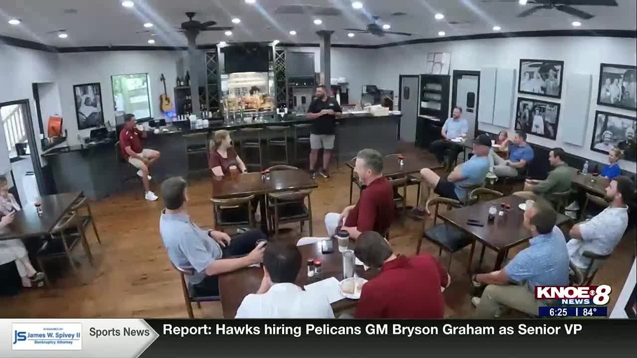 Head Coach Bryant Vincent pitches program to donors at Warhawk Excellence Breakfast