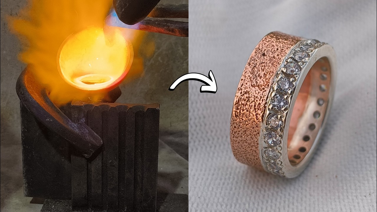 Handmade Diamond Band Ring Making ! Silver Copper Combination Jewelry Process
