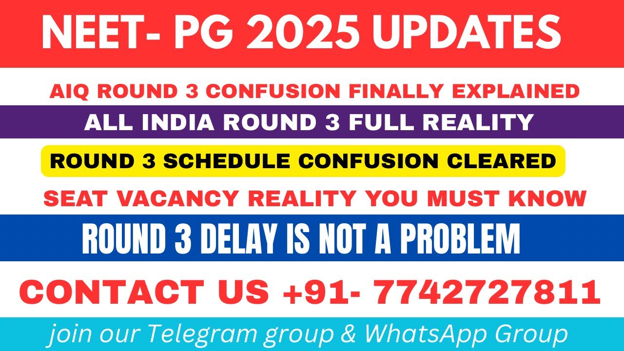 NEET PG 2025 All India Quota Round 3 Explained | Schedule Delay, Revised Cut-off & Seat Reality |