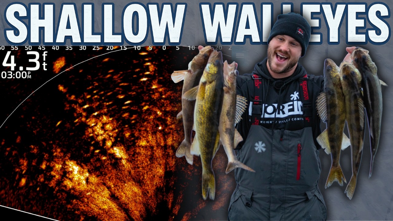 LOADED! First Ice Walleyes in SHALLOW Water (5 Feet 👀)
