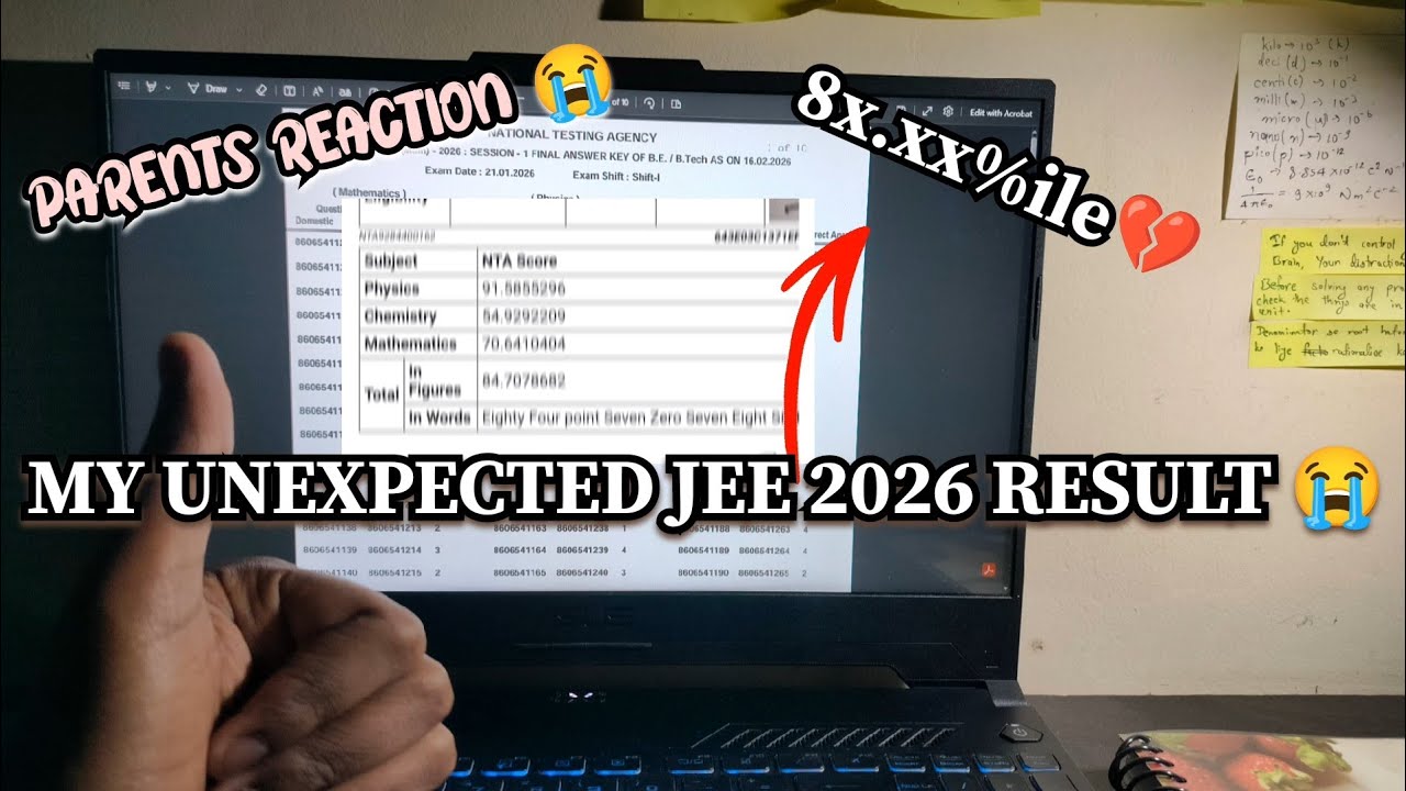 *My jee mains 2026 Result 😭💔||shocking %ile 🤯#jee2026#jee#results#pw#jeeadvanced