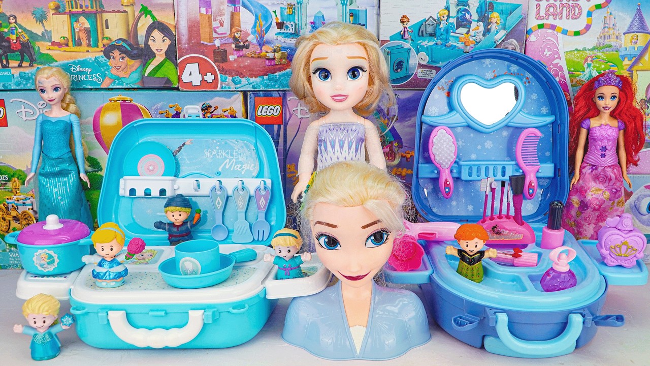 Disney Princess Toys Collection Unboxing | Disney Frozen Elsa Beauty Playset and Anna's Styling Head
