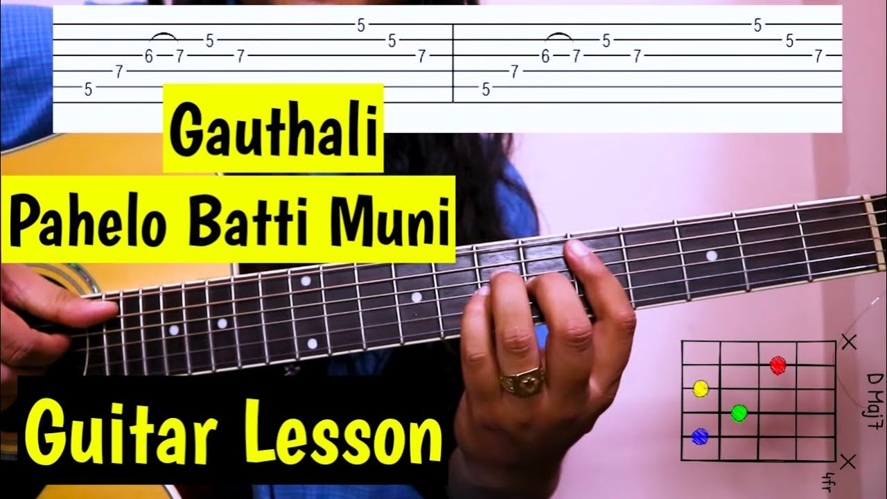 Gauthali | Guitar Lesson | Pahelo Batti Muni | Intro, Chords, Plucking & Solo | Easy Guitar Chords |