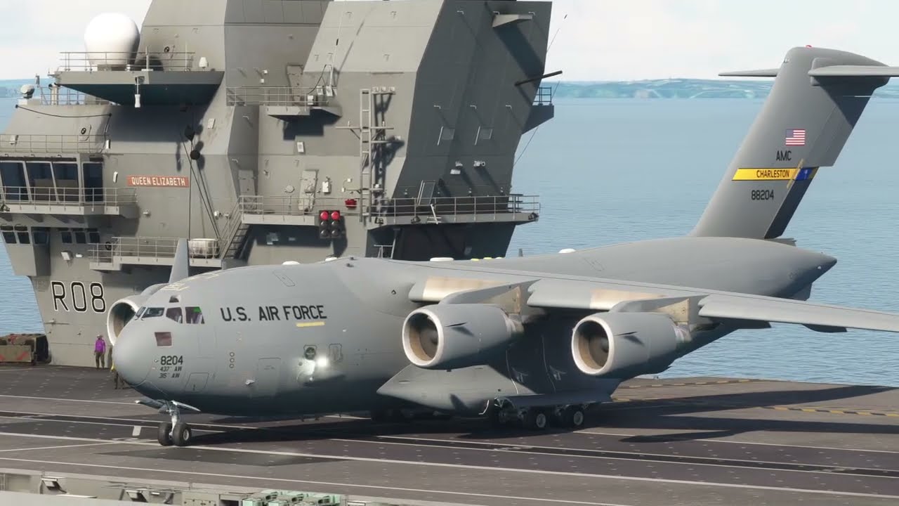 C-17 Globemaster Takeoff from an Aircraft Carrier | Flight Simulator Scenario