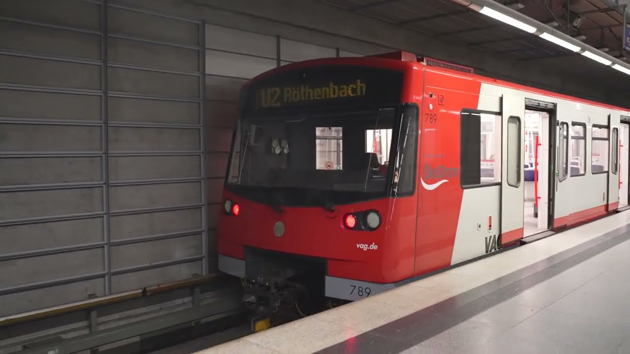 Germany, Nürnberg, U-Bahn night ride from Airport to Rennweg