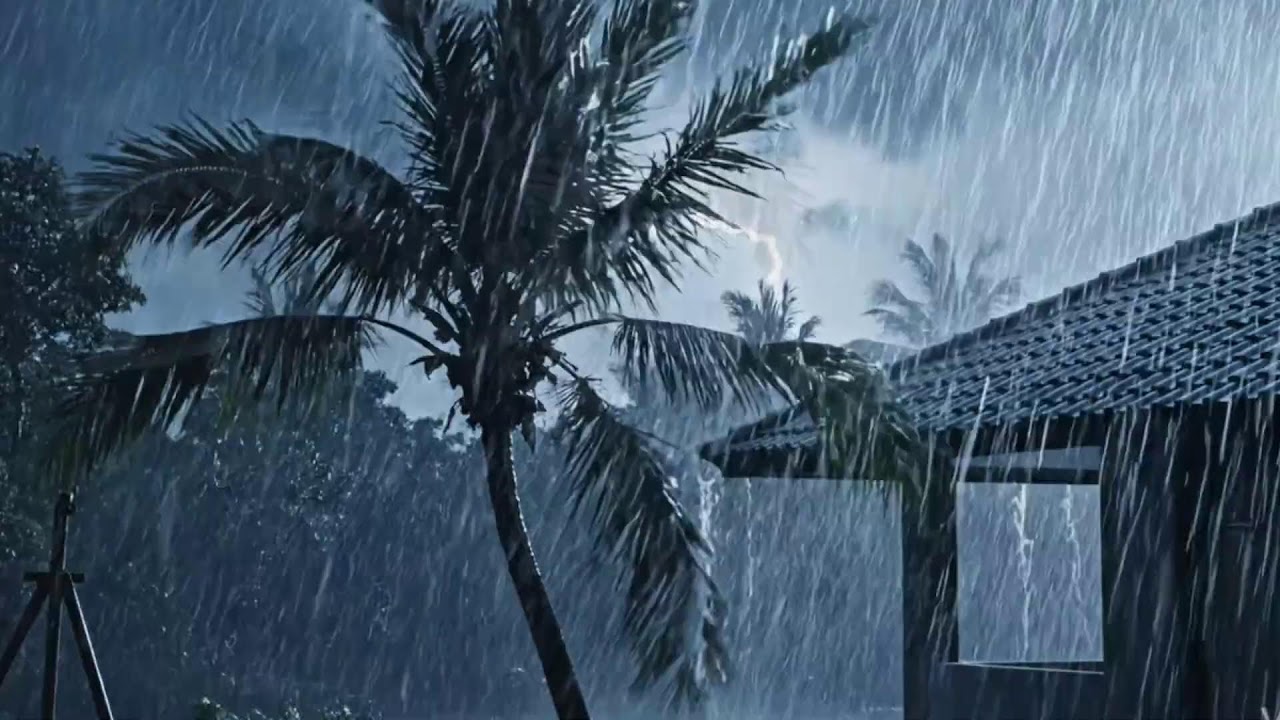 Suara Hujan Badai Petir Alami  untuk Tidur Nyenyak 🌧️⚡