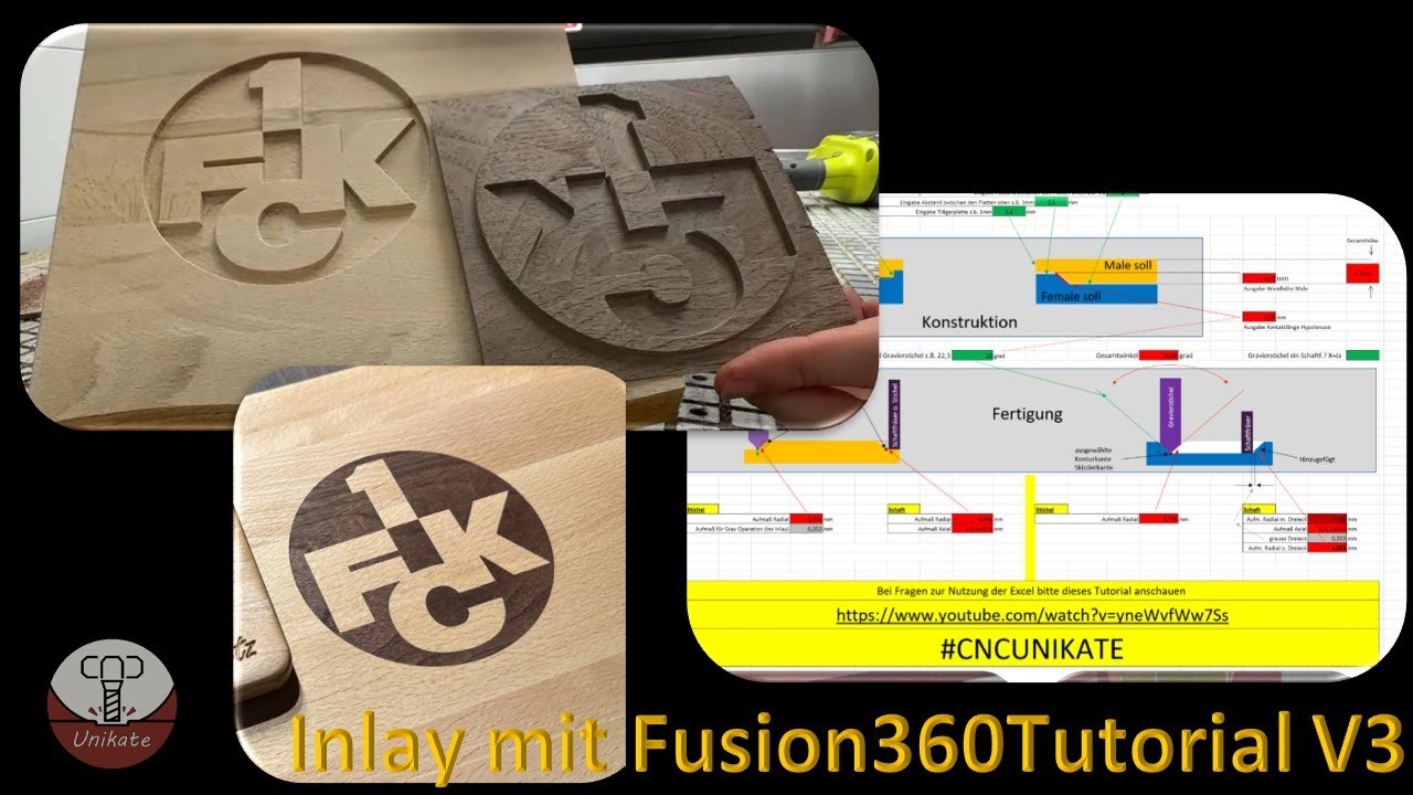 Inlay mit Fusion360 Tutorial, Step by Step #CNCUnikate V3