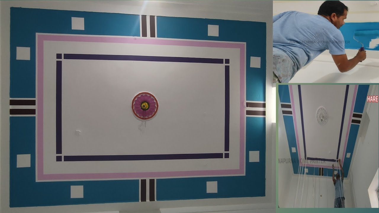geometric ceiling painting ideas/Masking tape ceiling design/Bedroom ceiling paint design ideas