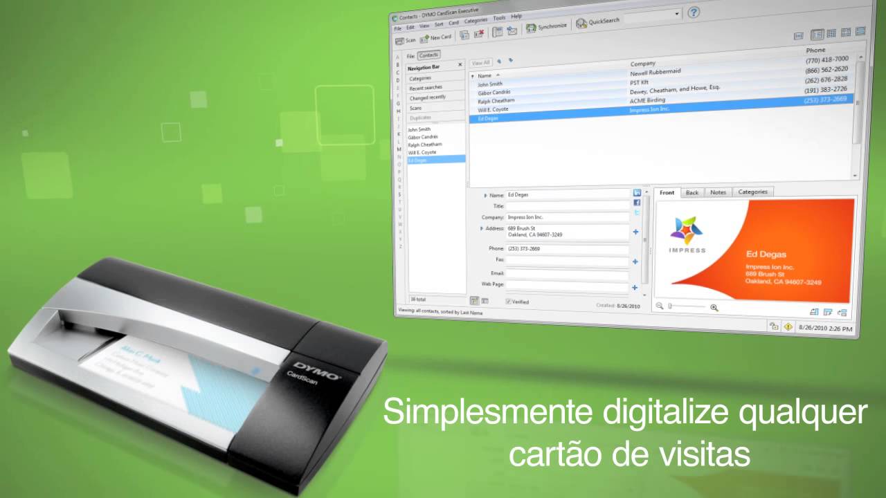 DYMO CardScan - scanner inteligente de cart&otilde;es de neg&oacute;cios