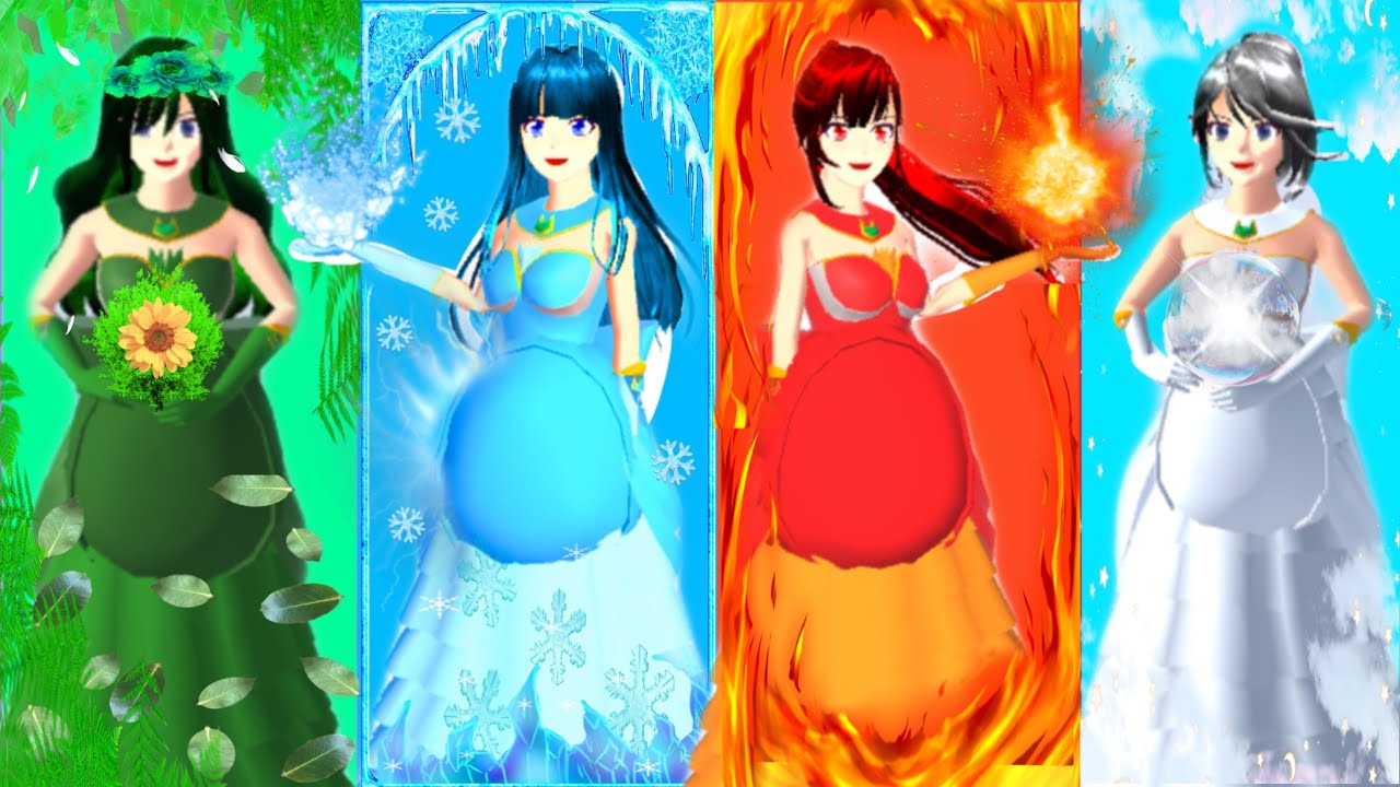 Ibu Hamil Api Vs Hamil Es! Hamil Udara Vs Hamil Tanah!Yuta Mio Celine Panik! Sakura School Simulator