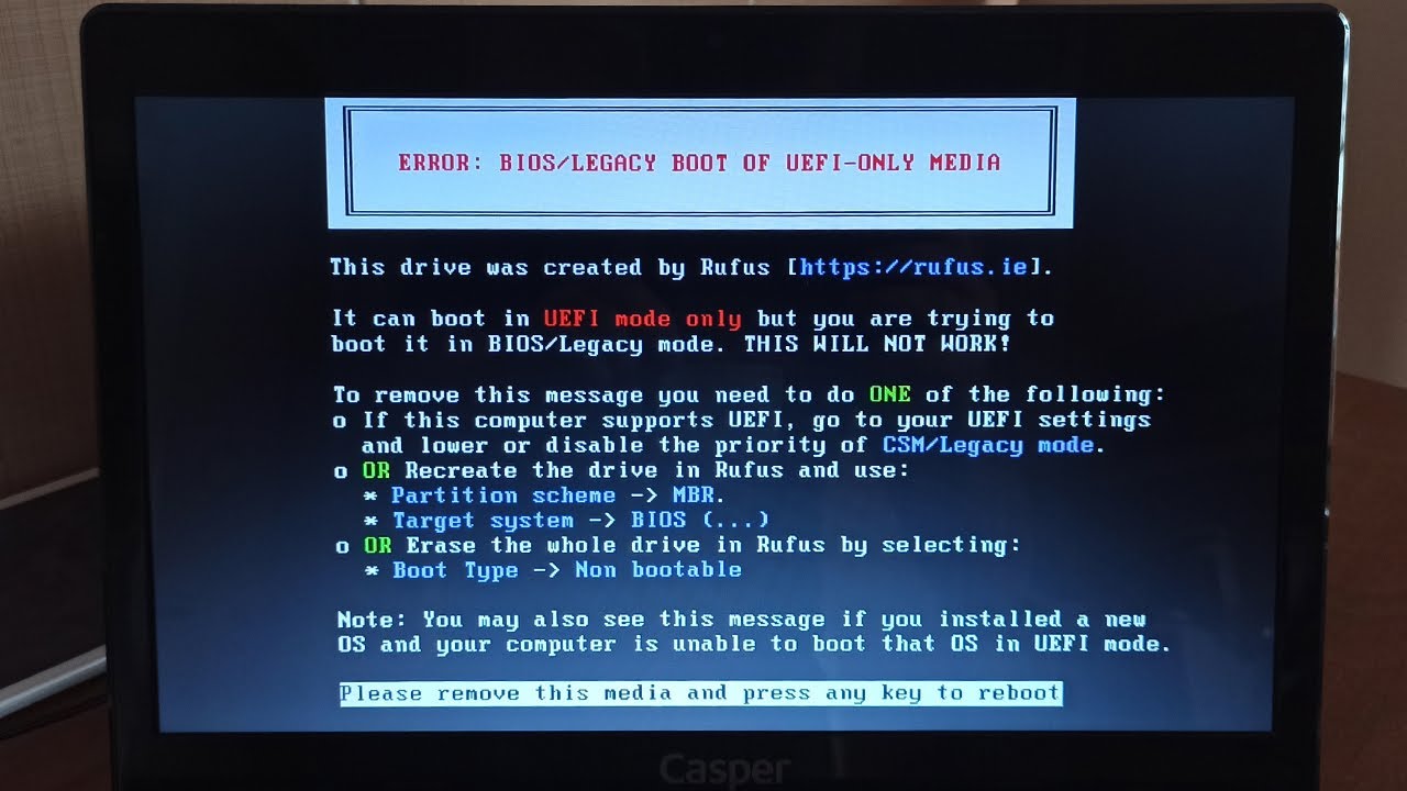 ERROR: BIOS/LEGACY BOOT OF UEFI-ONLY MEDIA HATASI ve ÇÖZÜMÜ!