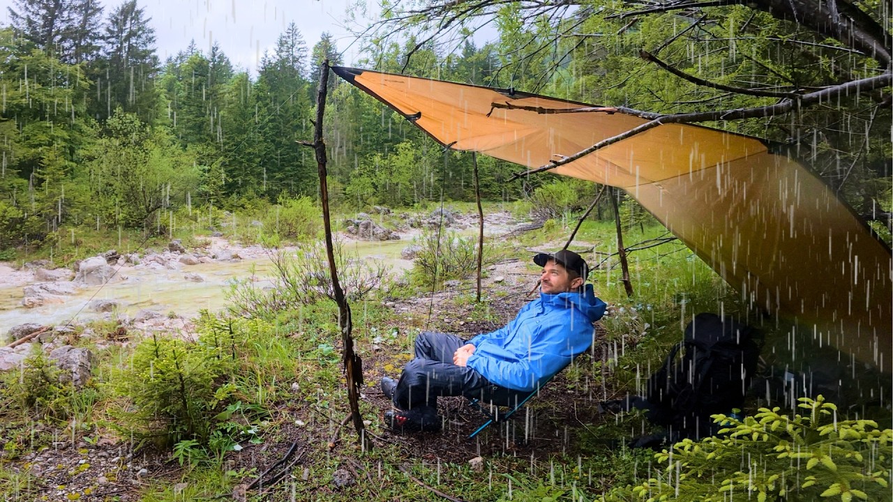 Tarp Camping in Heavy Rain