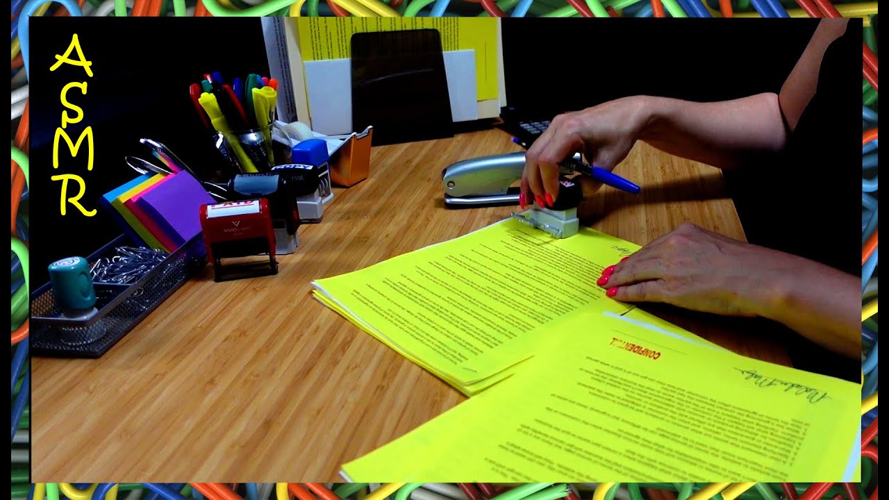 ASMR Office Sounds (Sorting Paper, Writing, Paper Sounds, Stapling, Stampers, Highlighting, No Talk)