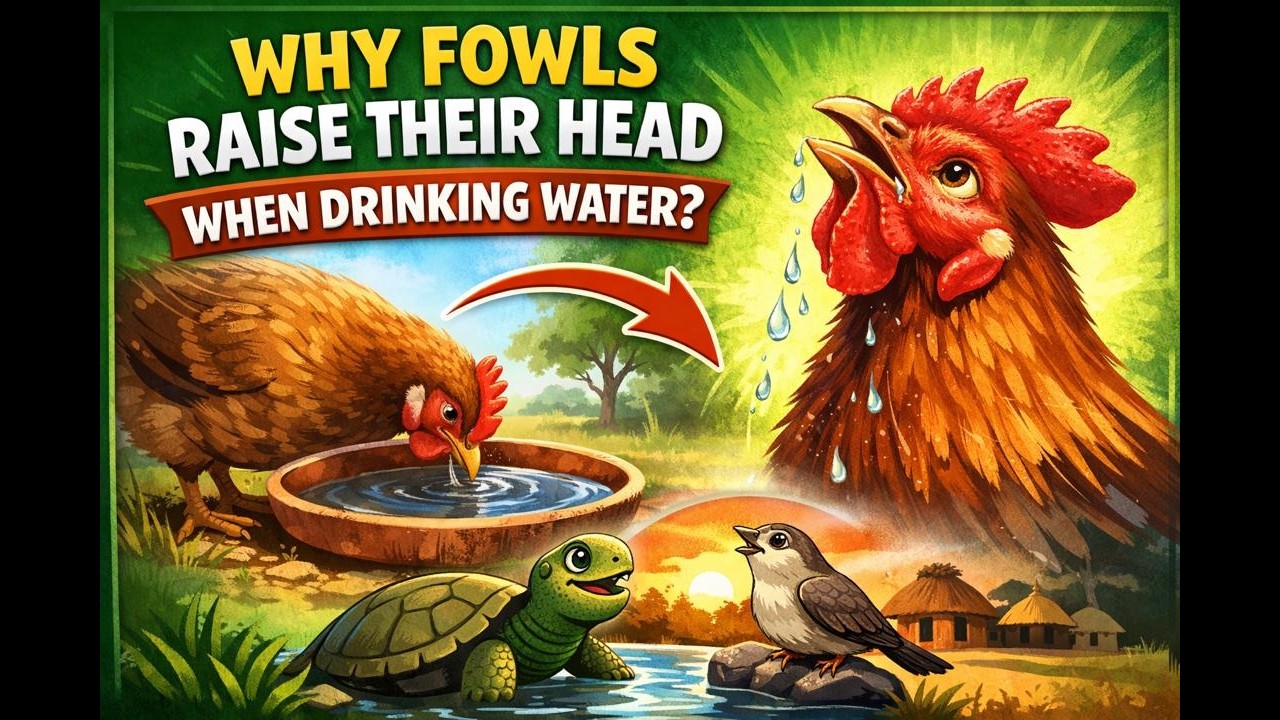 Why Fowls raised their head while drinking water.