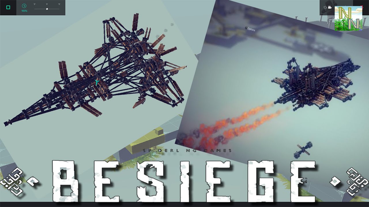 Ракетная тяга в полёте, рвёмся в небеса.  Besiege v0.09