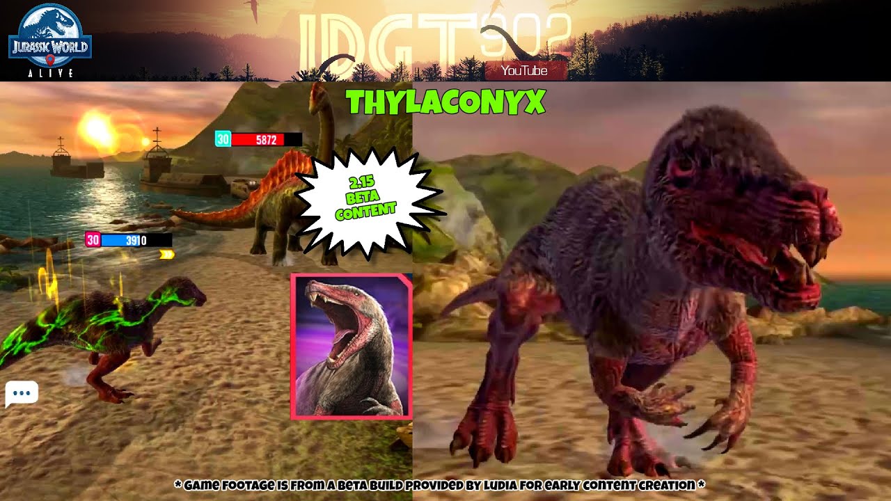 THYLACONYX!! FIRST LOOK- PVP! ALL NEW 2.15 JURASSIC WORLD ALIVE DEVOUR LEGENDARY!!