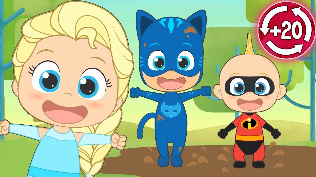 CINCO BEBES 🎶 La versión de Música más divertida con Los Increíbles, PJ Masks, Ladybug y mucho más!