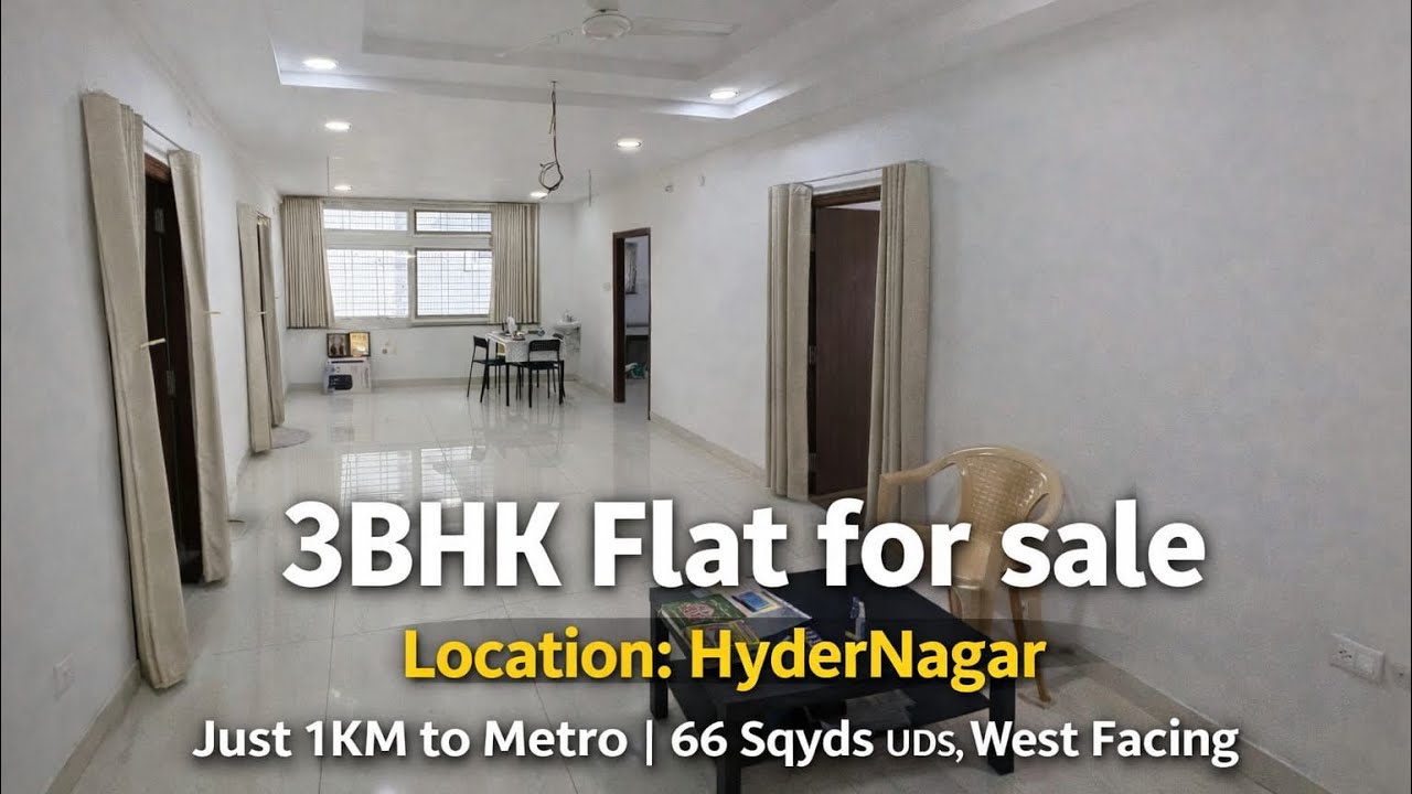 66 SqYds UDS, 1450 SFT 3BHK Resale Falt  in Hydernagar | GHMC Approved | 8908908939