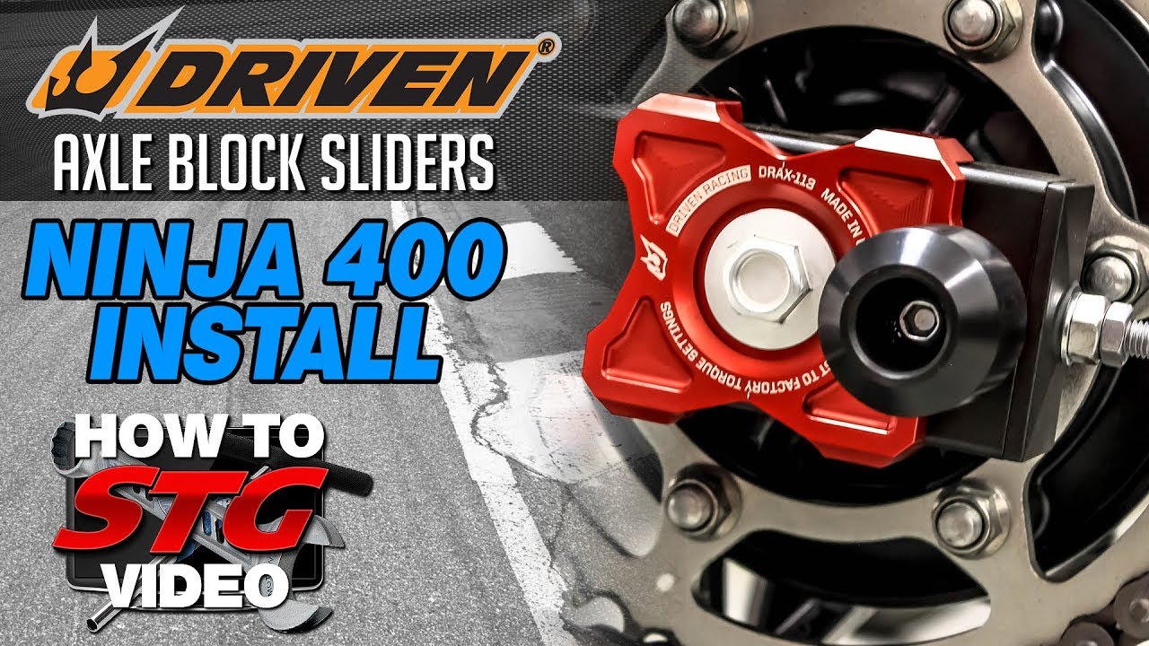 Driven 2018-2023 Kawasaki Ninja 400 Axle Block Sliders Install | Sportbiketrackgear.com
