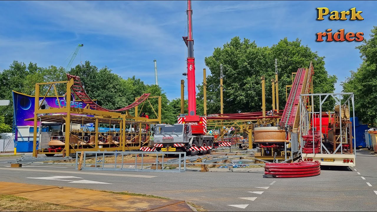 Opbouw Kermis Park Hilaria - Eindhoven - Rondgang over de Kermis 2-8-2022