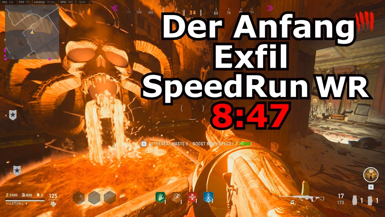 Der Anfang Exfil Speed Run World Record 8:47 vanguard zombies