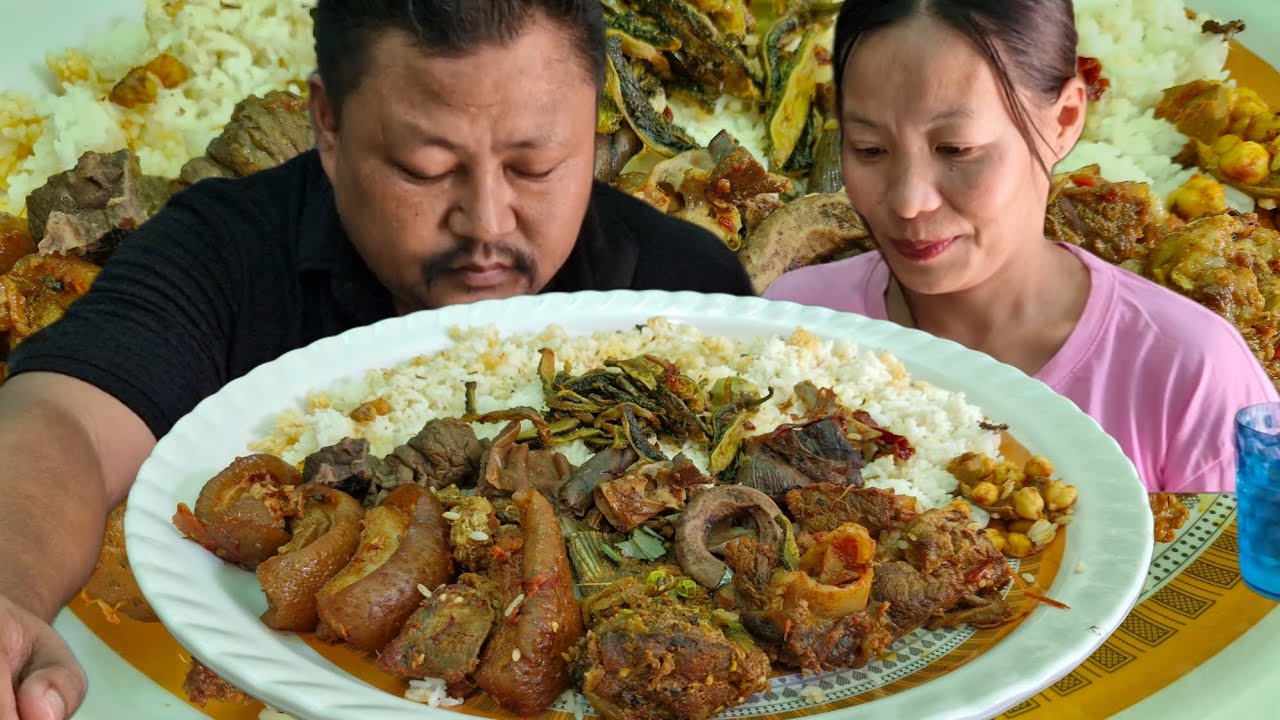 Spicy Fried Pork | Fried Fish | Pork Innards | Salad | Naga Mukbang 