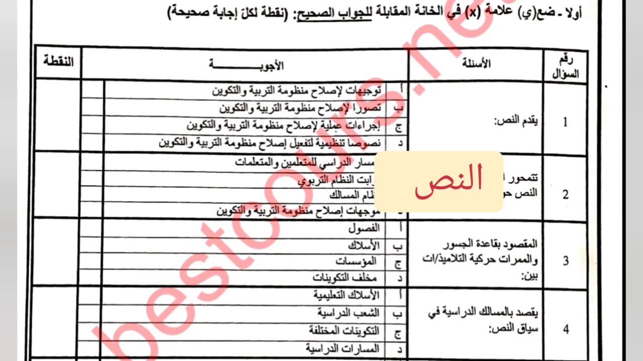 تصحيح امتحان مستجدات علوم التربية دورة نونبر 2019