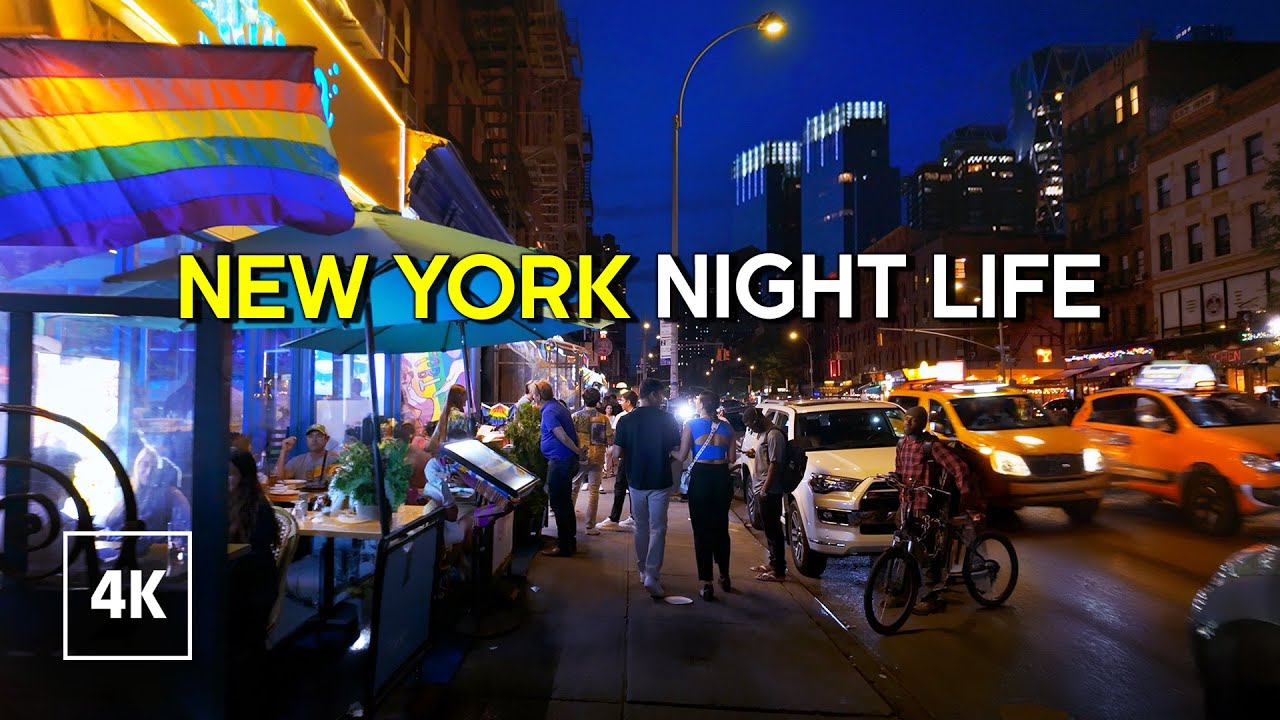 New York Night Walk - Midtown Manhattan, Walking Tour 4K