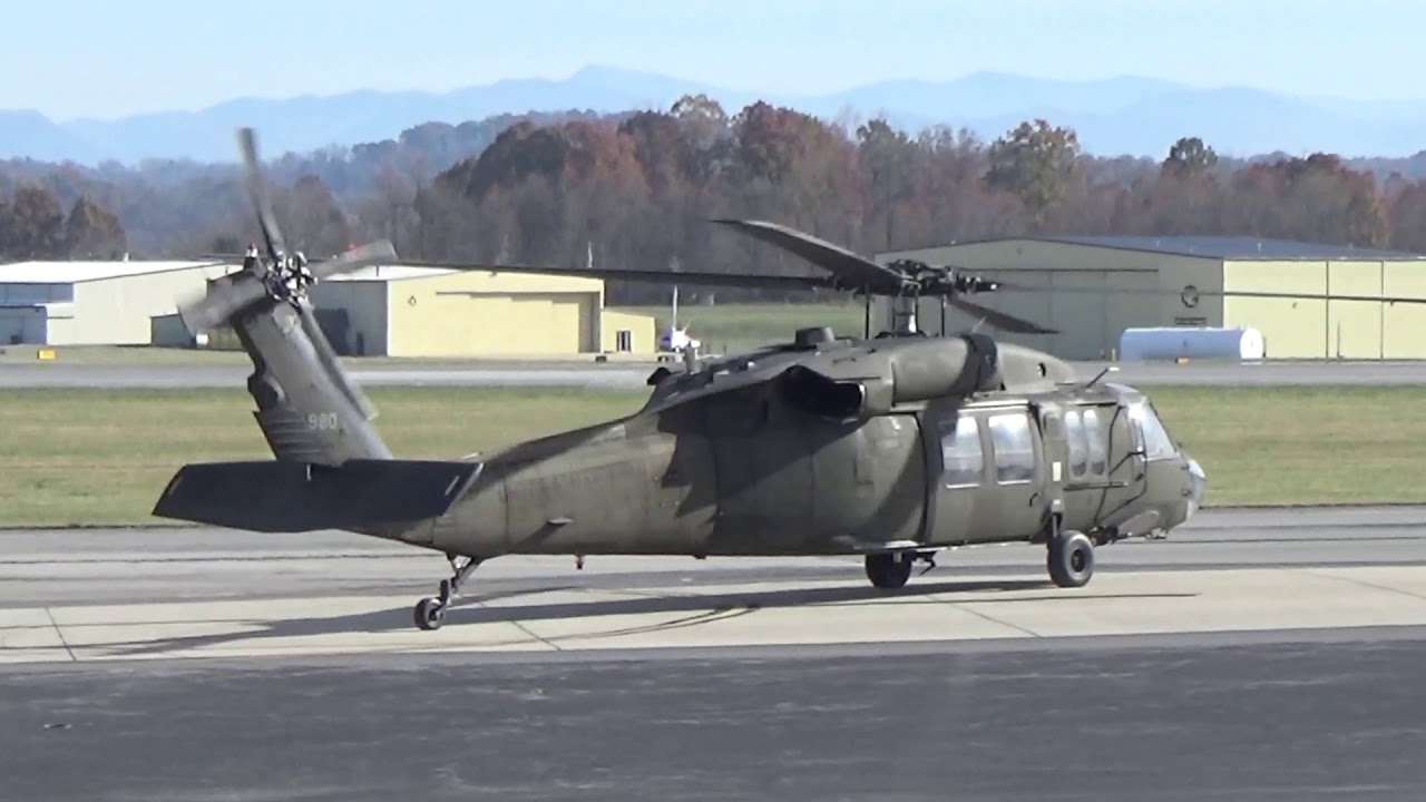 Army National Guard UH 60 Black Hawk Startup & Departure from KTRI 14Nov19