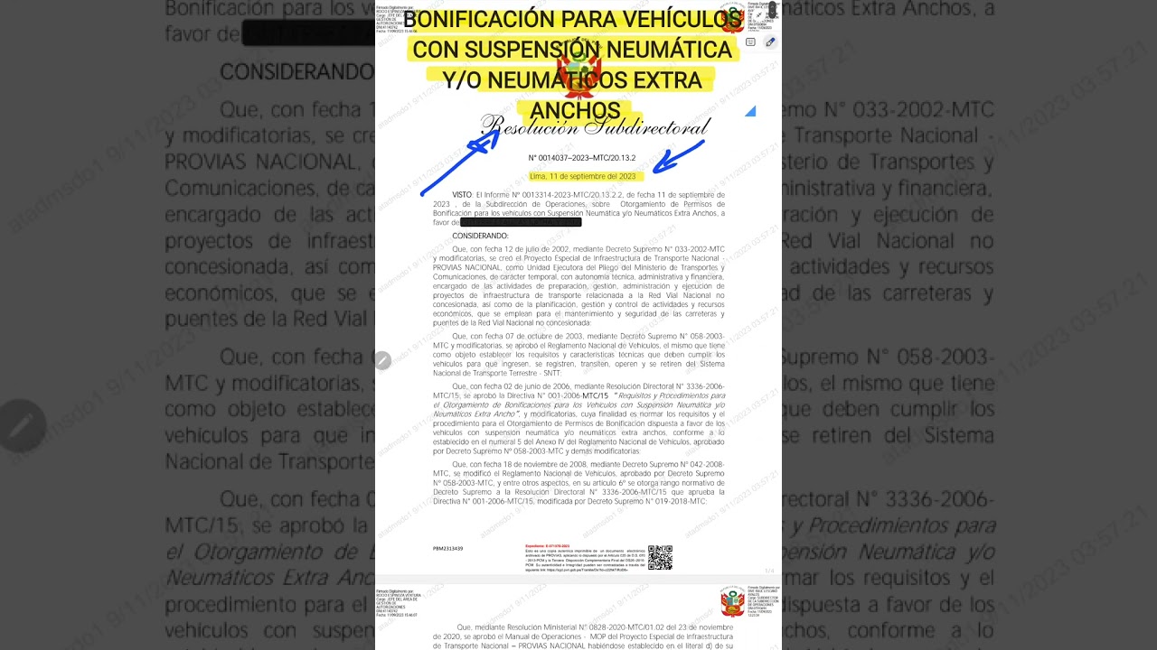 BONIFICACI&Oacute;N PARA VEH&Iacute;CULOS CON SUSPENSI&Oacute;N NEUM&Aacute;TICA Y/O NEUM&Aacute;TICOS